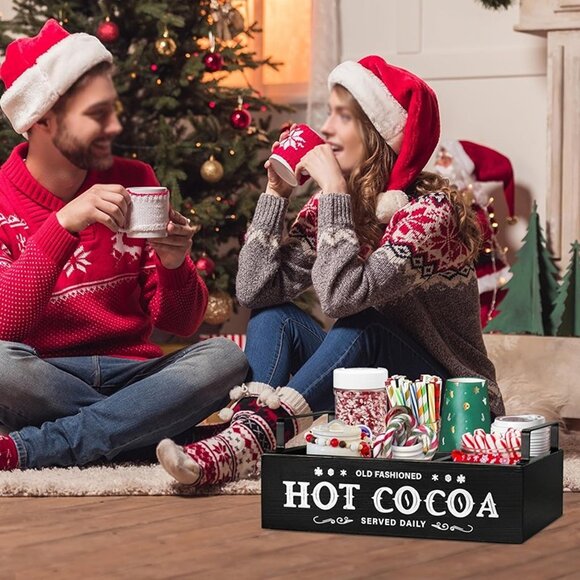 NEW Hot Chocolate Bar Organizer with Handle, Farmhouse Hot Cocoa Bar Supplies - Picture 6 of 8